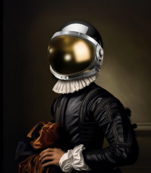 "Spaceman Bergen" er et kunsttrykk av Slasky i veldig begrenset opplag. Kunstneren blander urban kunst med tradisjonell kunst for å skape spennende motiver