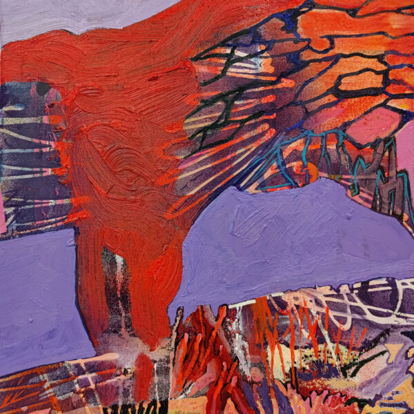 "T" er et abstrakt maleri på lerret av kunstner Manuel Portioli. Et statement-verk full av tekstur og bevegelse.