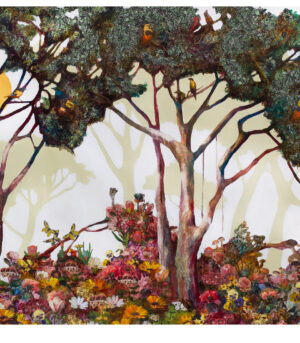 Forest er et kunsttrykk av kunstner Luis Bivar. Motivet viser en surrealistisk og fargerik jungel som myldrer av liv med pop art elementer.