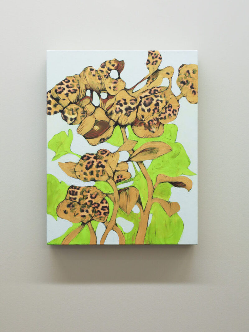 Herbarium #2 er et originalt kunstverk på lerret av kunstner Luis Bivar. Gule surrealistiske blomster som er i bevegelse.