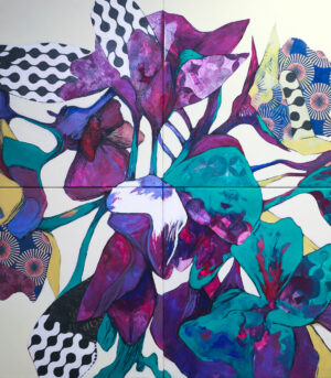 "Herbarium #4" er et originalt kunstverk av kunstner Luis Bivar. Kunstverket viser surrealistiske lilla blomster. Verket består av 4 lerret som kan plasseres slik man ønsker for å få ulikt uttrykk.