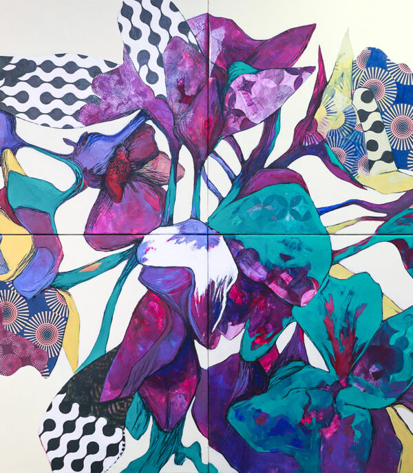 Originalt kunstverk på lerret. Abstrakt collage.