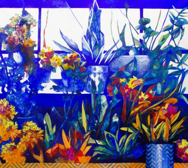 Invernarium er et kunsttrykk av kunstner Luis Bivar. Botanisk motiv i blå farger.