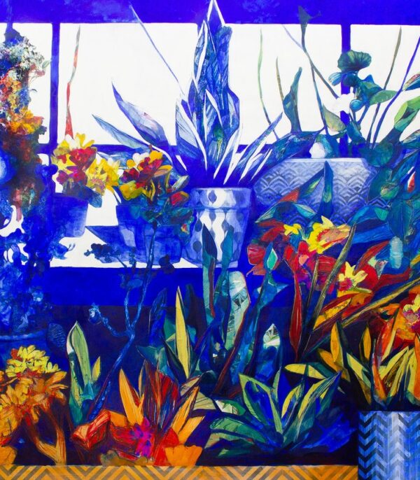 Invernarium er et kunsttrykk av kunstner Luis Bivar. Botanisk motiv i blå farger.