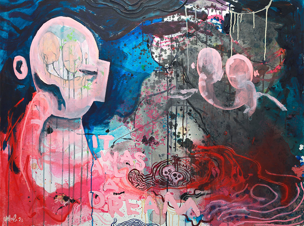 "It Was All A Dream" er et originalt maleri på lerret av kunstner Ståle Gerhardsen.