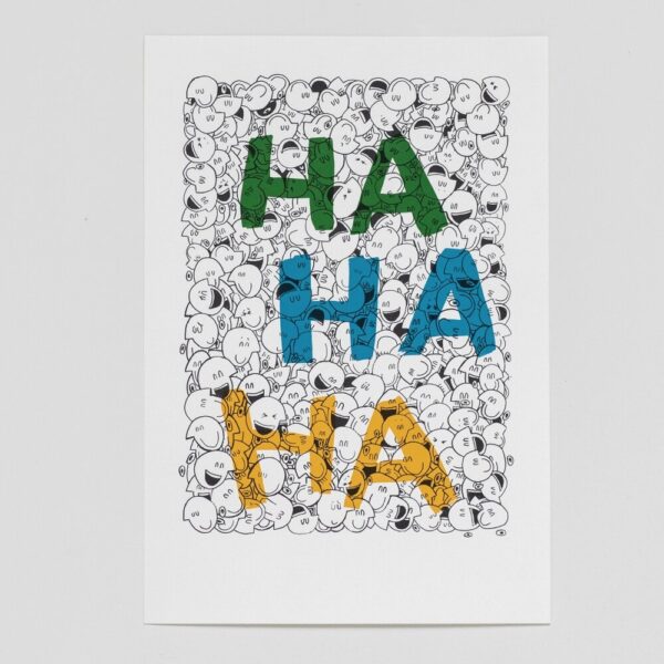 "The Good Kind of Contagious" er et kunsttrykk av kunstner Ståle Gerhardsen, som viser mange mennesker som ler og har det bra.