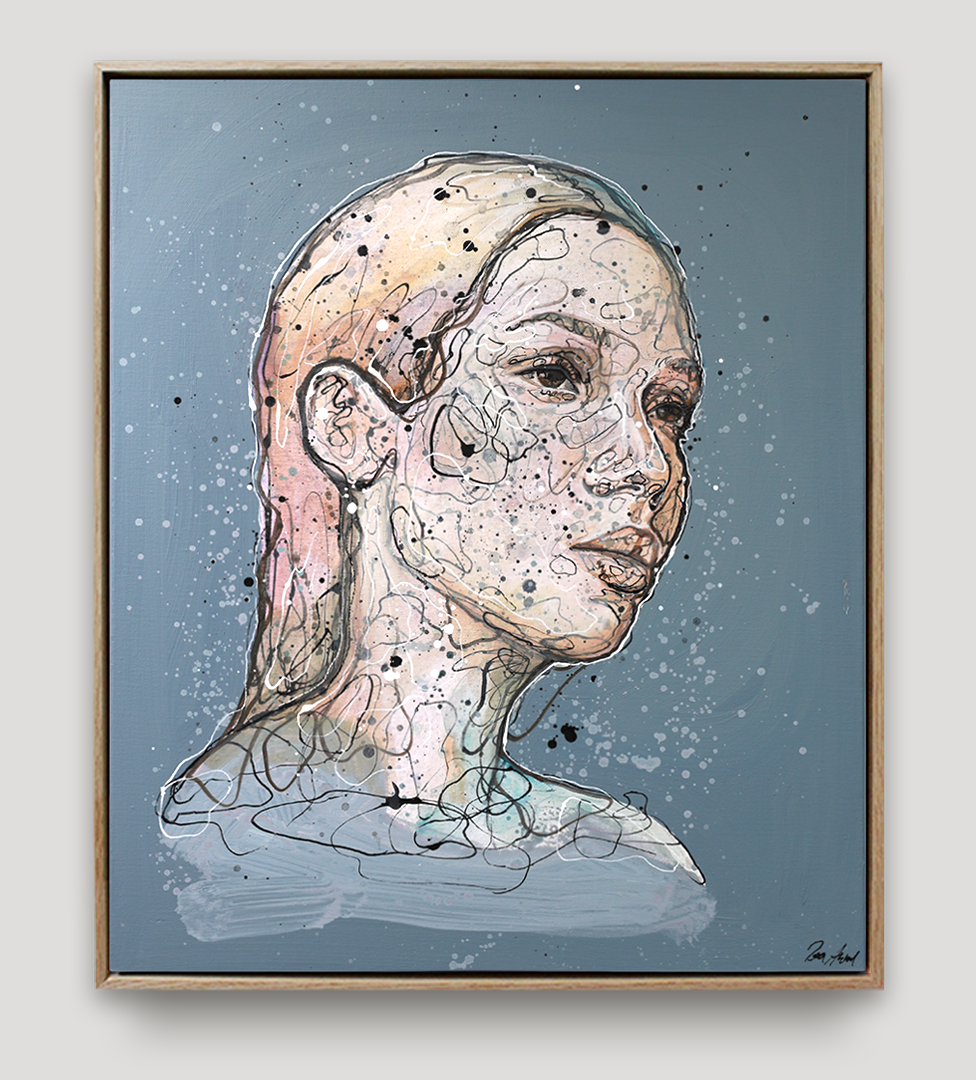 Originalt maleri på lerret av Lea Alstad - Flamme. Kunst i ramme
