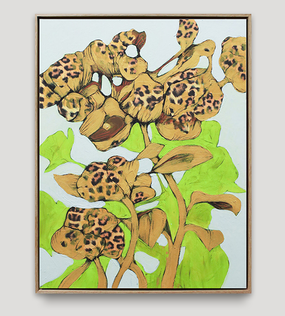 Originalt maleri på lerret av Luis Bivar - Herbarium. Kunst i ramme. Abstrakt, blomster med sterke farger