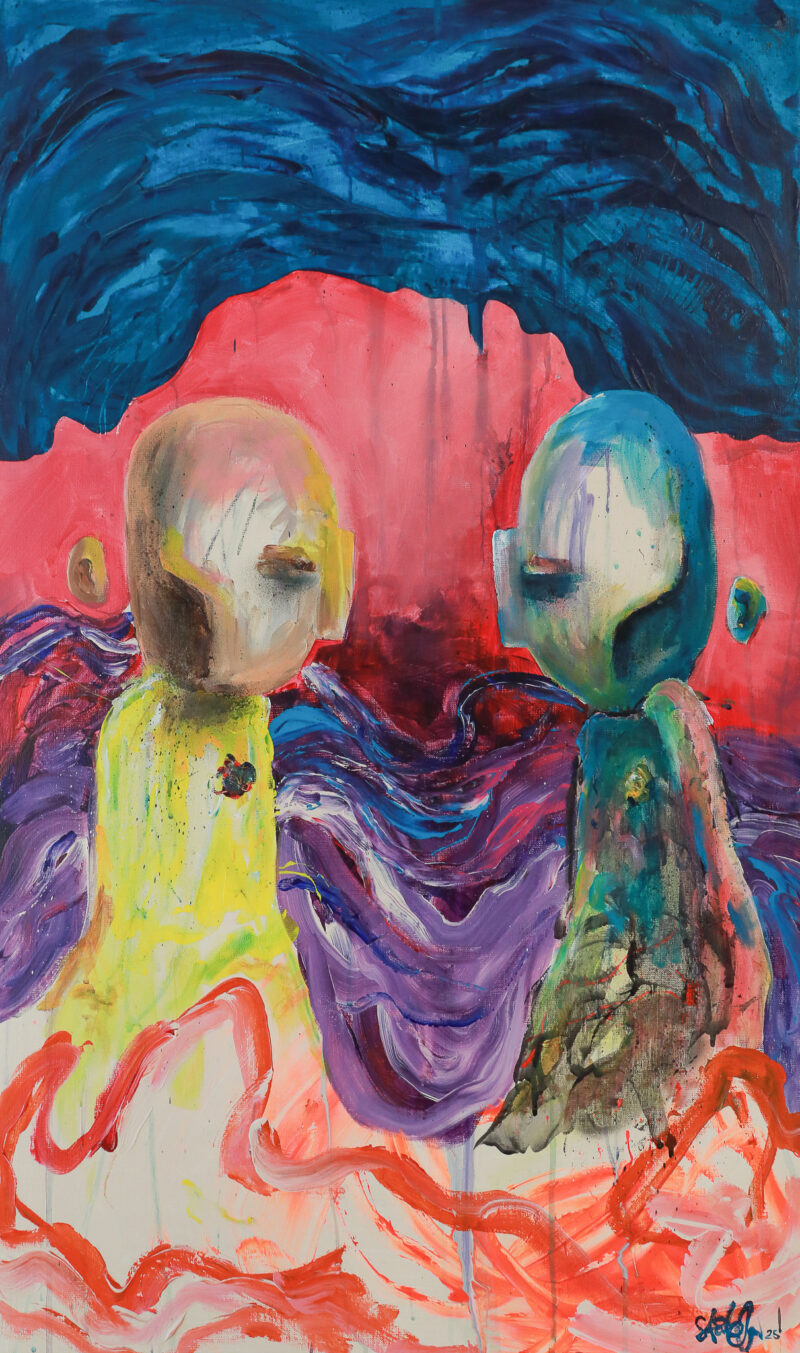 "Holding On / Letting Go" er et originalt maleri på lerret av kunstner Ståle Gerhardsen.