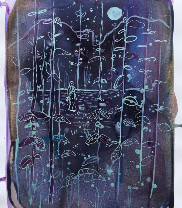 "Ung" er et originalt maleri på papir av kunstner Lea Alstad