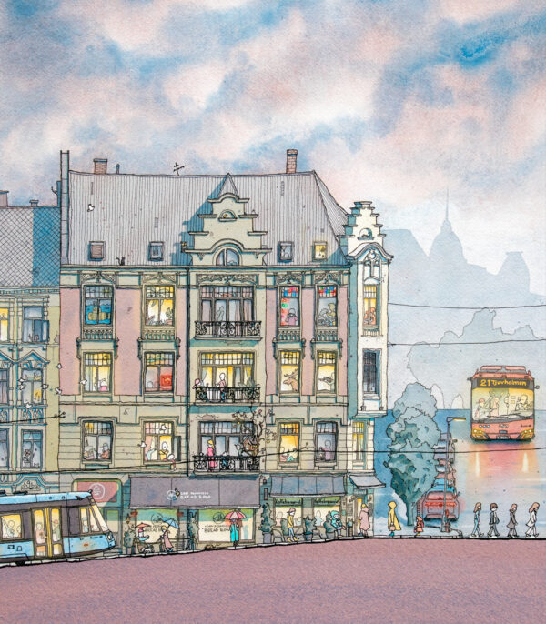 "Frognerveien", kunsttrykk av kunstner Magnus Schive