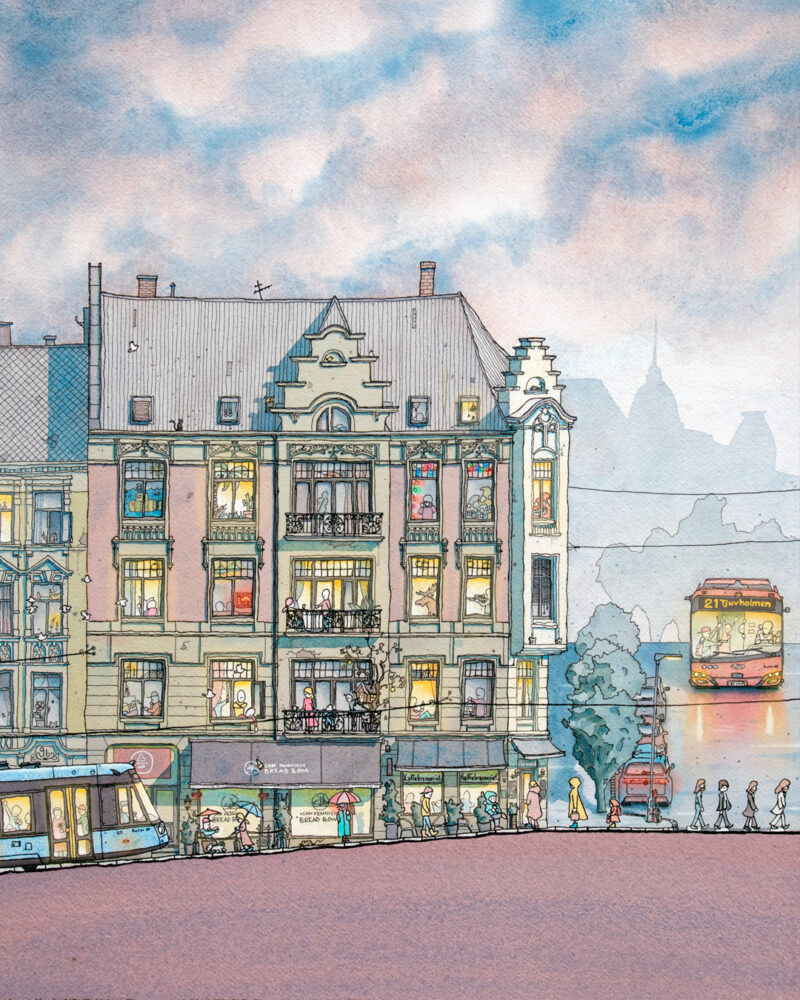 "Frognerveien", kunsttrykk av kunstner Magnus Schive